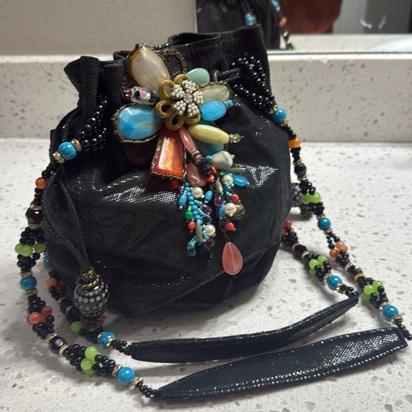 Mary Frances Beaded Pouch bag Evening shoulder vintage authentic retro bling - Picture 1 of 11